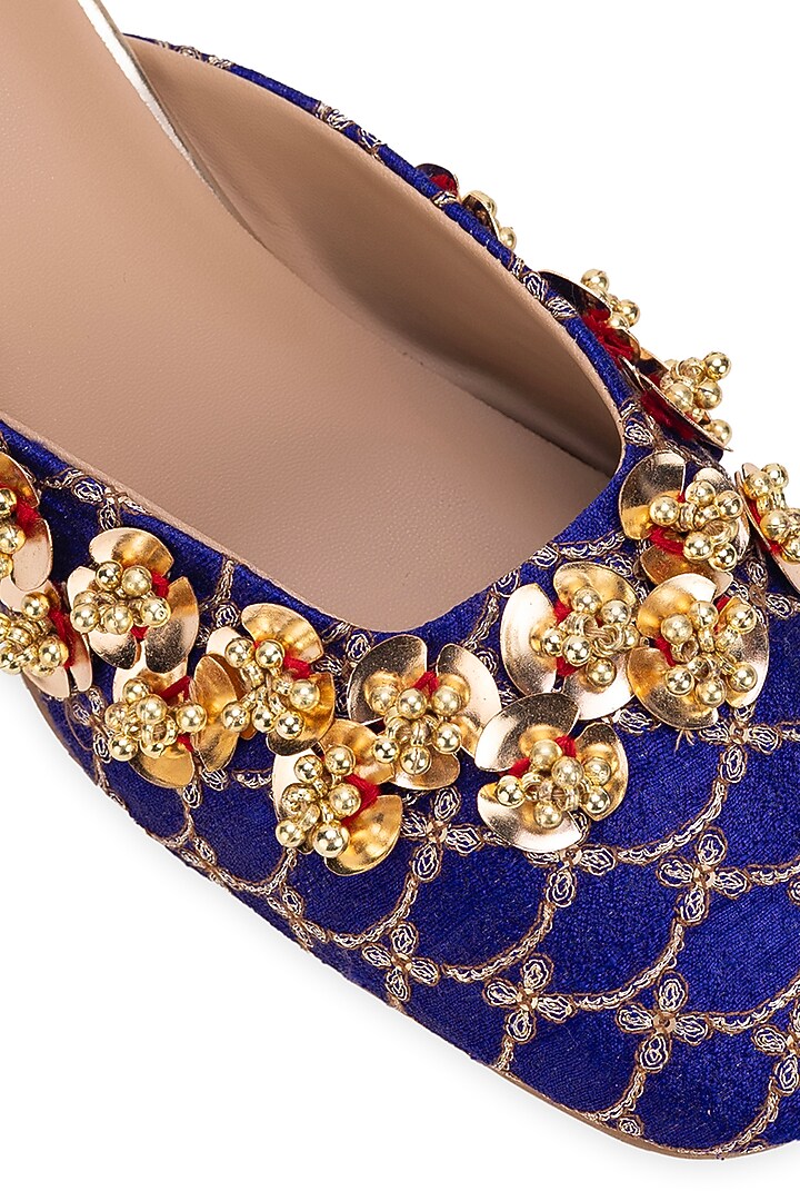 Purple Leatherette Floral Embellished Mule Heels by 5 Elements at Pernia's Pop Up Shop