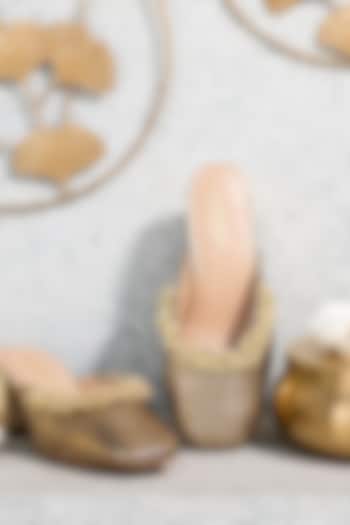 Brown Leatherette Embellished Mule Heels by 5 Elements at Pernia's Pop Up Shop