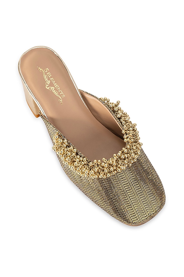 Brown Leatherette Embellished Mule Heels by 5 Elements at Pernia's Pop Up Shop