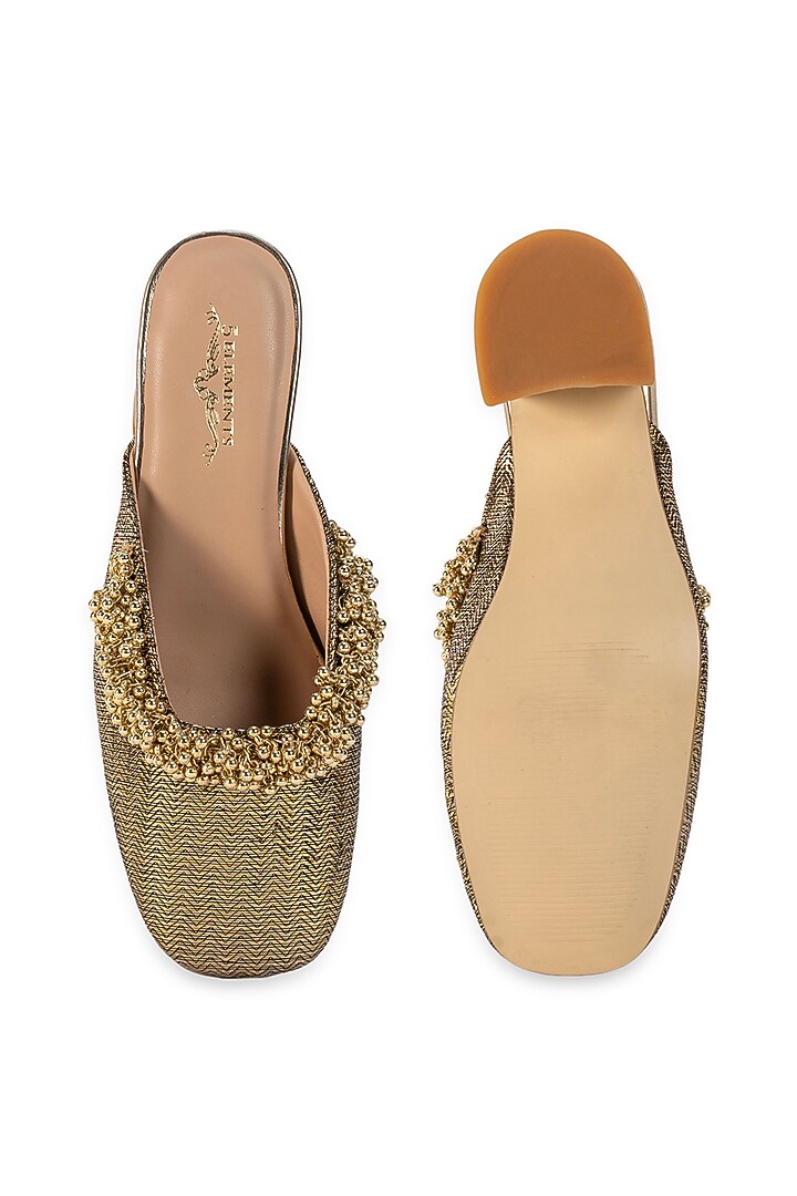 Brown Leatherette Embellished Mule Heels by 5 Elements at Pernia's Pop Up Shop