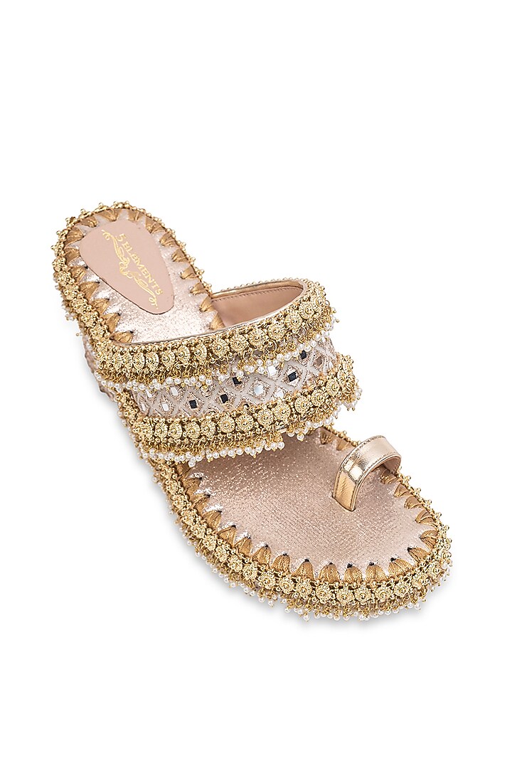 Gold Leatherette Wedges by 5 Elements at Pernia's Pop Up Shop