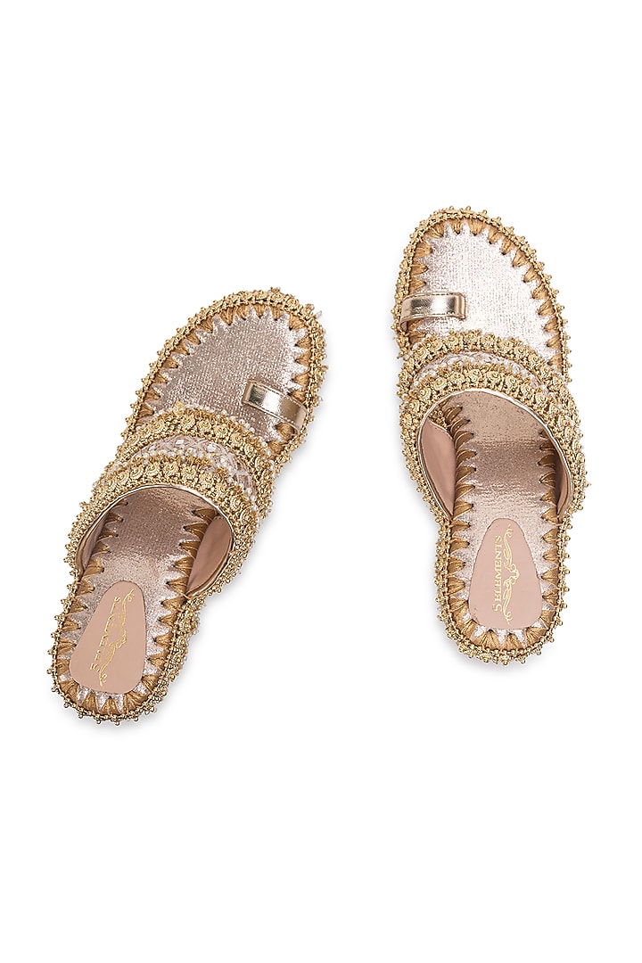 Gold Leatherette Wedges by 5 Elements at Pernia's Pop Up Shop