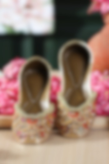 Multi-Colored Leatherette Embellished Juttis by 5 Elements at Pernia's Pop Up Shop