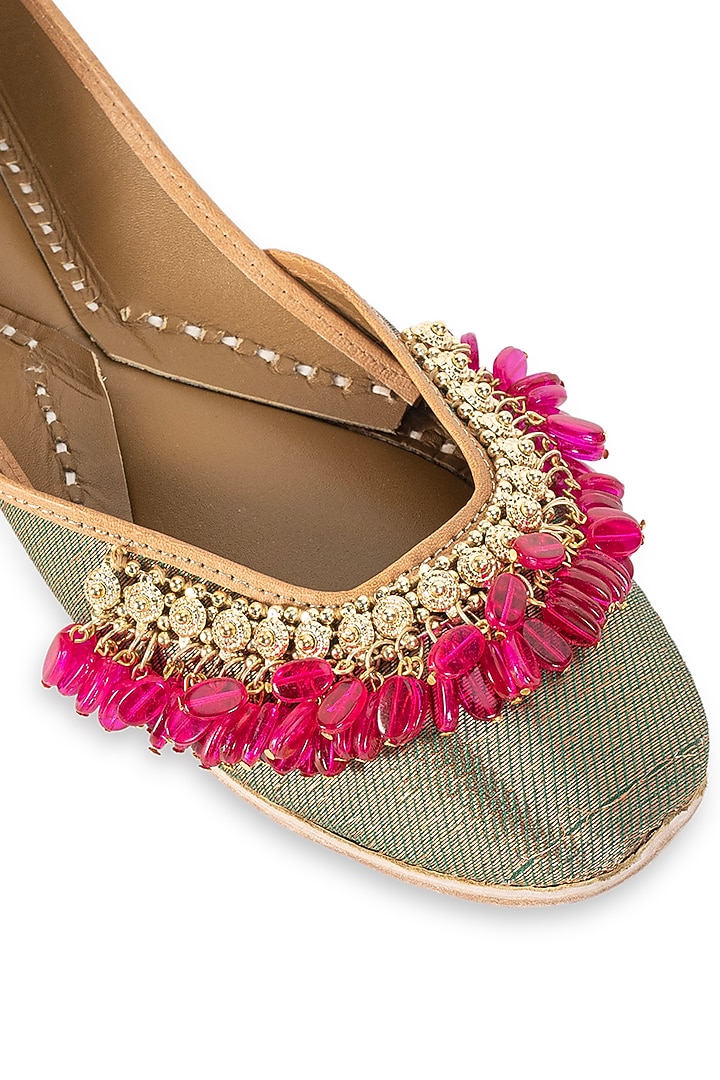 Brown Leatherette Juttis by 5 Elements at Pernia's Pop Up Shop