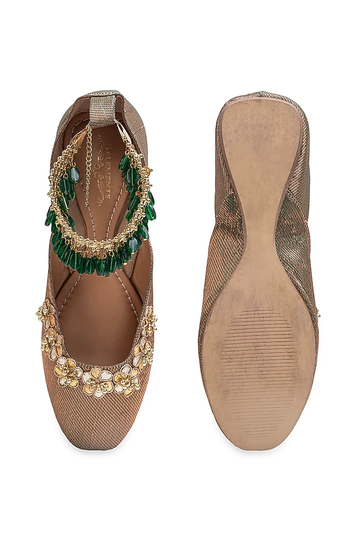 Brown Leatherette Juttis by 5 Elements at Pernia's Pop Up Shop