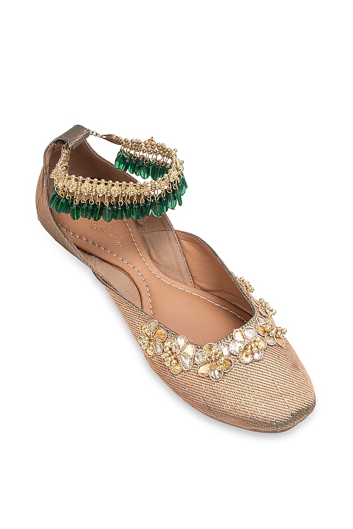 Brown Leatherette Juttis by 5 Elements at Pernia's Pop Up Shop