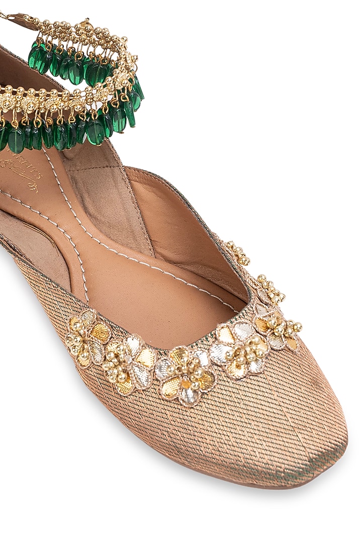 Brown Leatherette Juttis by 5 Elements at Pernia's Pop Up Shop
