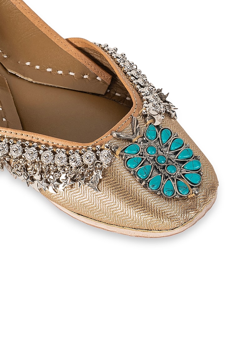 Brown Leatherette Juttis by 5 Elements at Pernia's Pop Up Shop