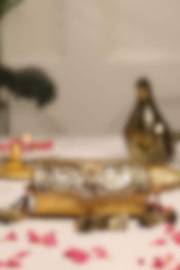 Gold Metal Motifs Embellished Clutch by 5 Elements at Pernia's Pop Up Shop