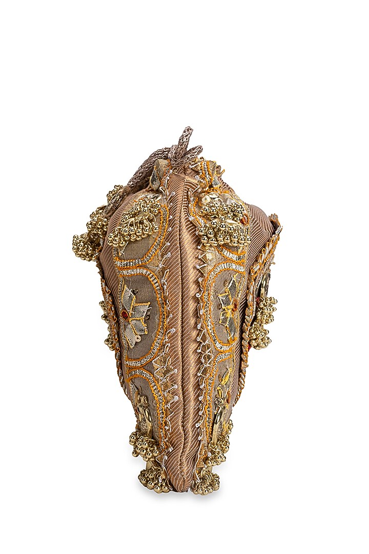Gold Brocade Embellished Potli by 5 Elements at Pernia's Pop Up Shop