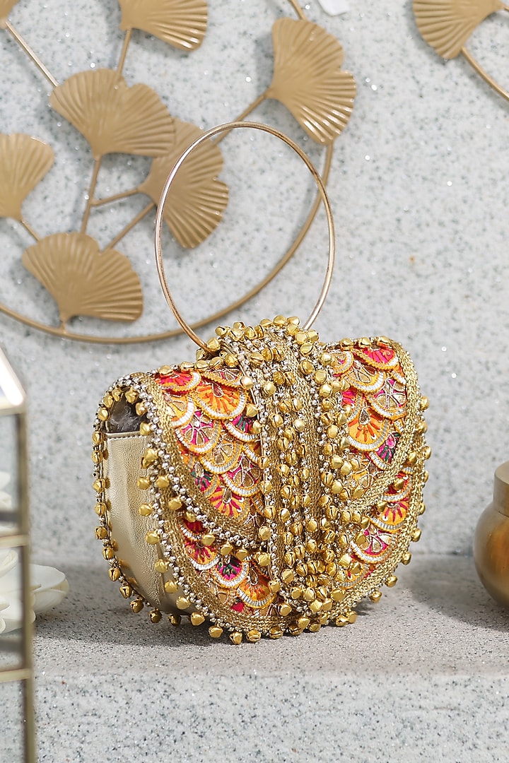 Multi-Colored Brocade Floral Embellished Handbag by 5 Elements at Pernia's Pop Up Shop