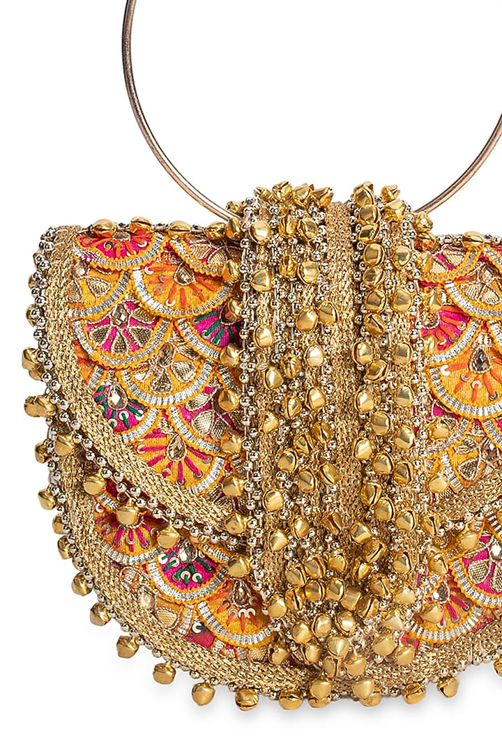 Multi-Colored Brocade Floral Embellished Handbag by 5 Elements at Pernia's Pop Up Shop