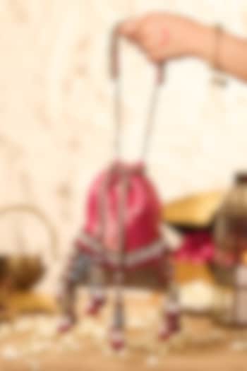 Pink Brocade Potli by 5 Elements at Pernia's Pop Up Shop