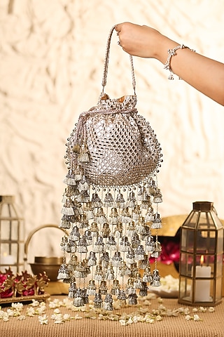 Gold Mirror Embellished Potli by 5 Elements