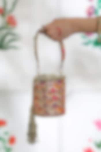 Multi-Colored PU Beadswork Embellished Potli by 5 Elements at Pernia's Pop Up Shop