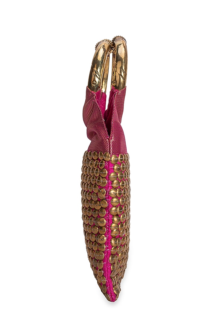 Pink Brocade Handbag by 5 Elements at Pernia's Pop Up Shop