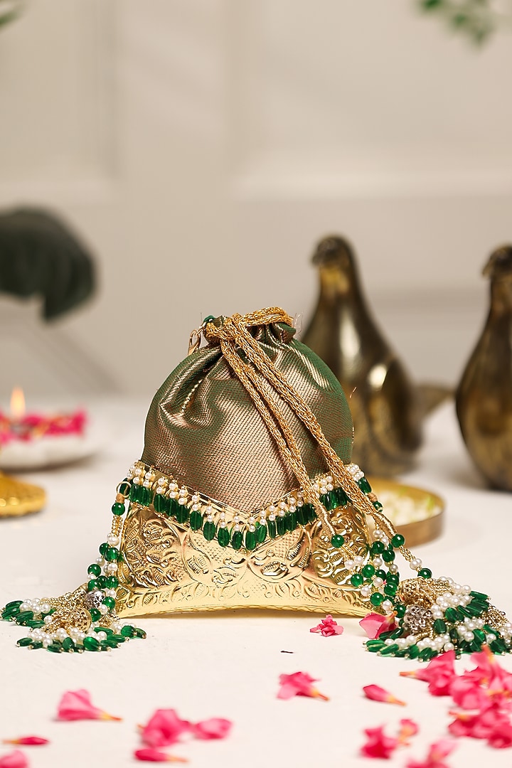 Multi-Colored Brocade Potli by 5 Elements at Pernia's Pop Up Shop