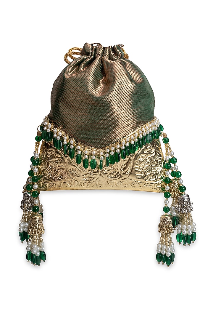 Multi-Colored Brocade Potli by 5 Elements at Pernia's Pop Up Shop