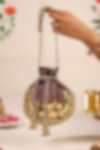 Black Cotton Embellished Potli by 5 Elements at Pernia's Pop Up Shop