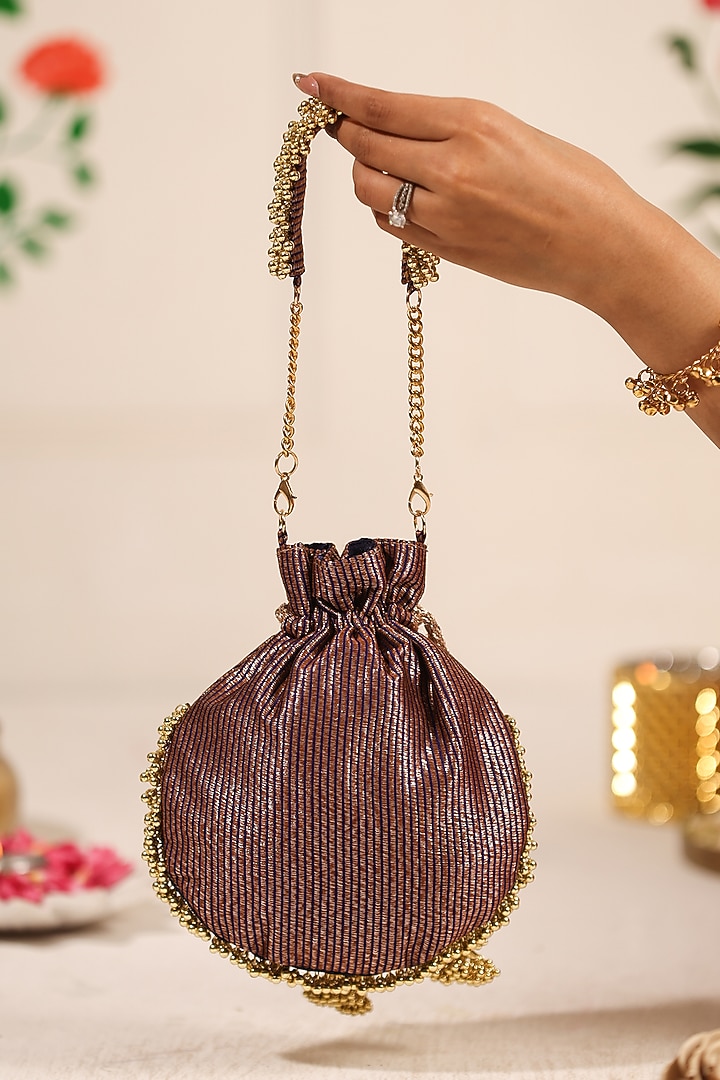 Black Cotton Embellished Potli by 5 Elements at Pernia's Pop Up Shop