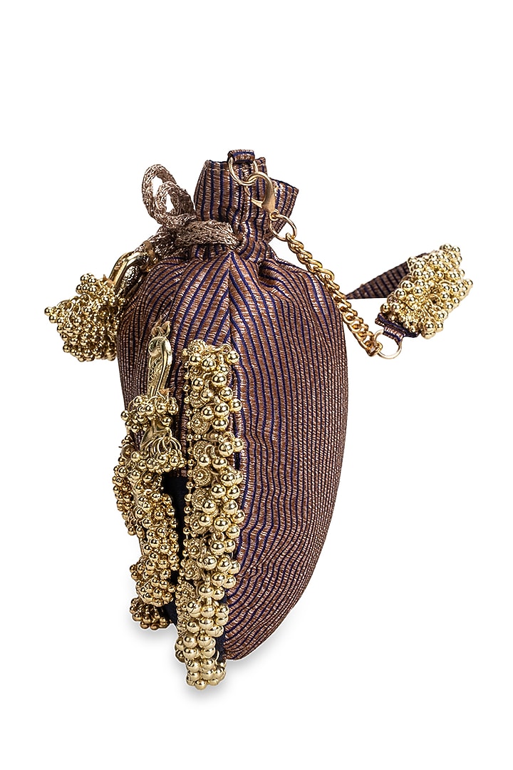 Black Cotton Embellished Potli by 5 Elements at Pernia's Pop Up Shop