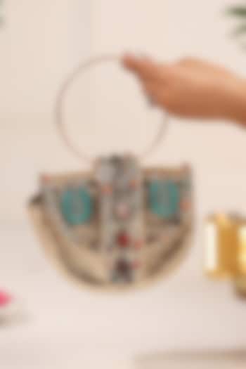 Gold PU Stone Embellished Clutch by 5 Elements at Pernia's Pop Up Shop