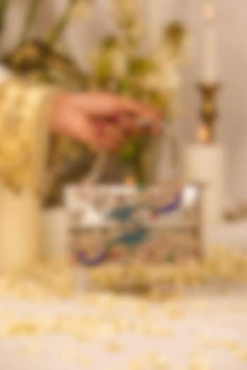 Golden Faux Leather Gota-Patti Embroidered Box-Clutch Bag by 5 Elements at Pernia's Pop Up Shop