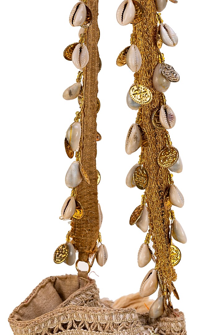 Brown Jute Shells Potli Bag by 5 Elements at Pernia's Pop Up Shop