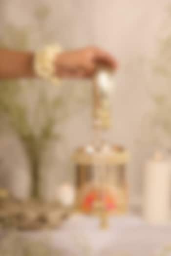 Gold Jute Gota-Patti Embellished Cylindrical Potli Bag by 5 Elements at Pernia's Pop Up Shop