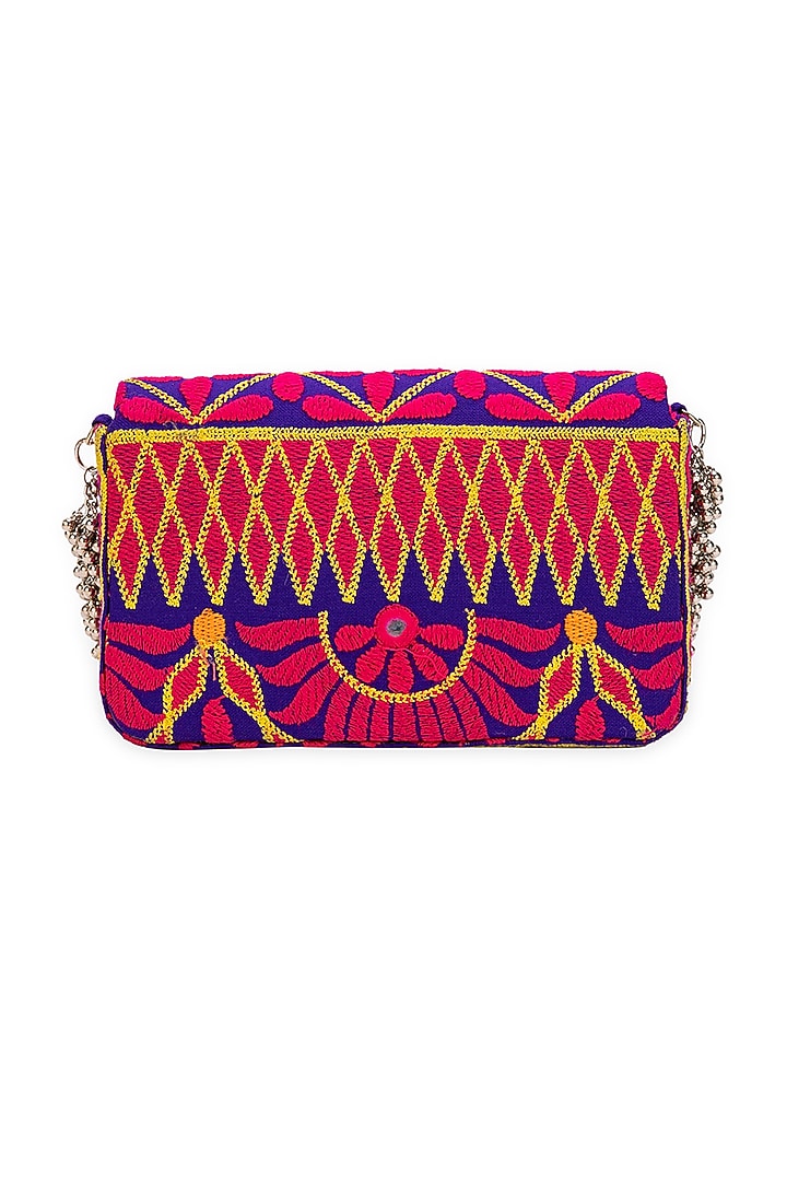 Purple Jacquard Embroidered Handbag by 5 Elements at Pernia's Pop Up Shop