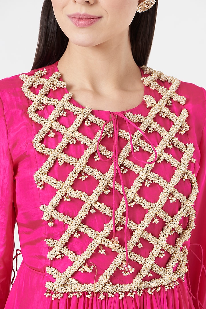 Fuchsia Embroidered Anarkali by 5 Elements Apparel at Pernia's Pop Up Shop