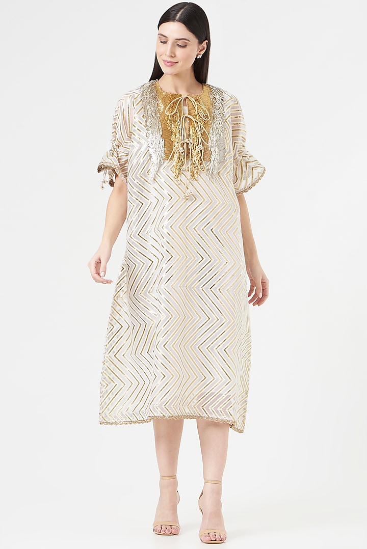 Gold Embroidered Kaftan by 5 Elements Apparel