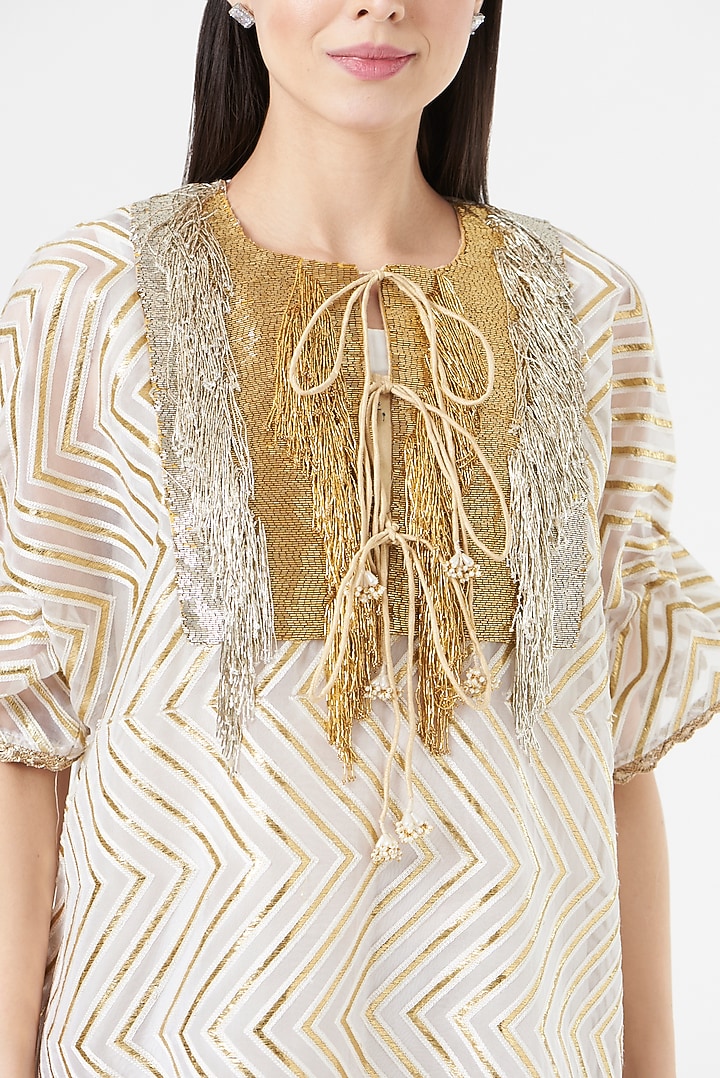 Gold Embroidered Kaftan by 5 Elements Apparel at Pernia's Pop Up Shop