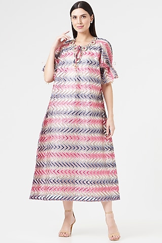 Multi-Colored Embroidered Kaftan by 5 Elements Apparel