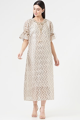 Gold Embroidered Kaftan by 5 Elements Apparel