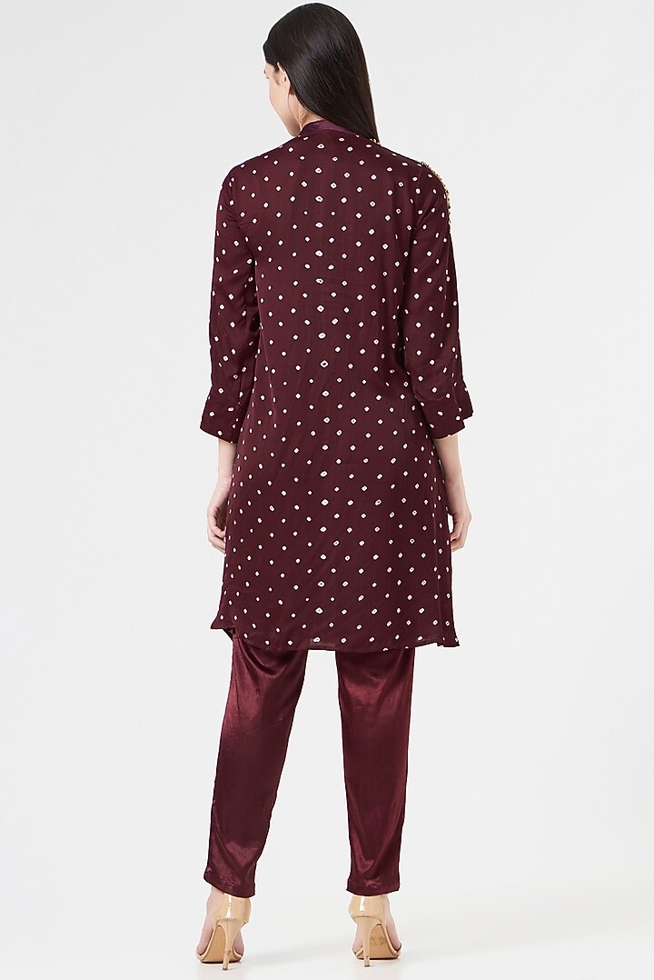 Maroon Embroidered Tunic by 5 Elements Apparel at Pernia's Pop Up Shop