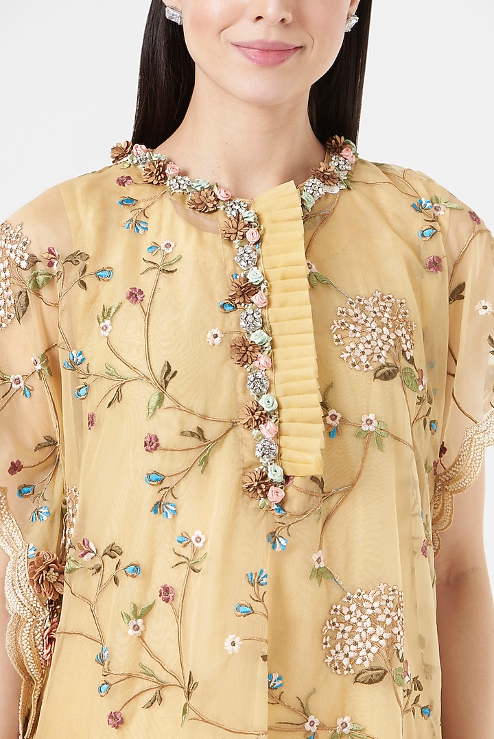 Gold Kaftan With Embroidery by 5 Elements Apparel at Pernia's Pop Up Shop