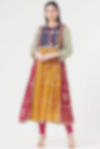 Multi-Colored Embroidered Anarkali by 5 Elements Apparel