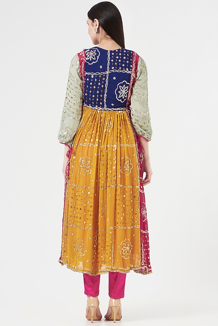 Multi-Colored Embroidered Party Wear Anarkali by 5 Elements Apparel at Pernia's Pop Up Shop