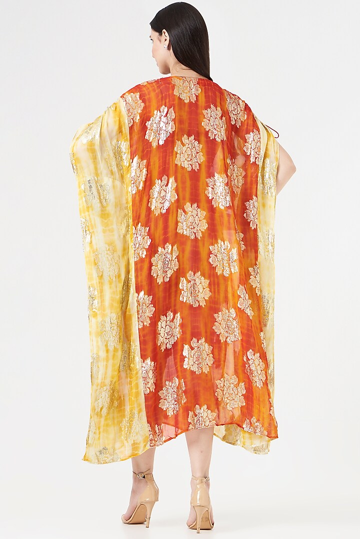 Orange Embroidered Kaftan by 5 Elements Apparel at Pernia's Pop Up Shop