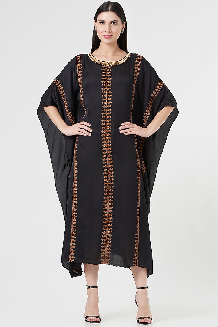 Black Embroidered Kaftan by 5 Elements Apparel