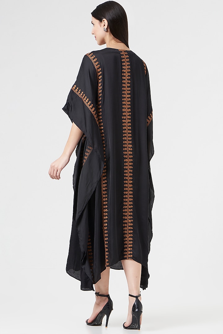 Black Embroidered Kaftan by 5 Elements Apparel at Pernia's Pop Up Shop