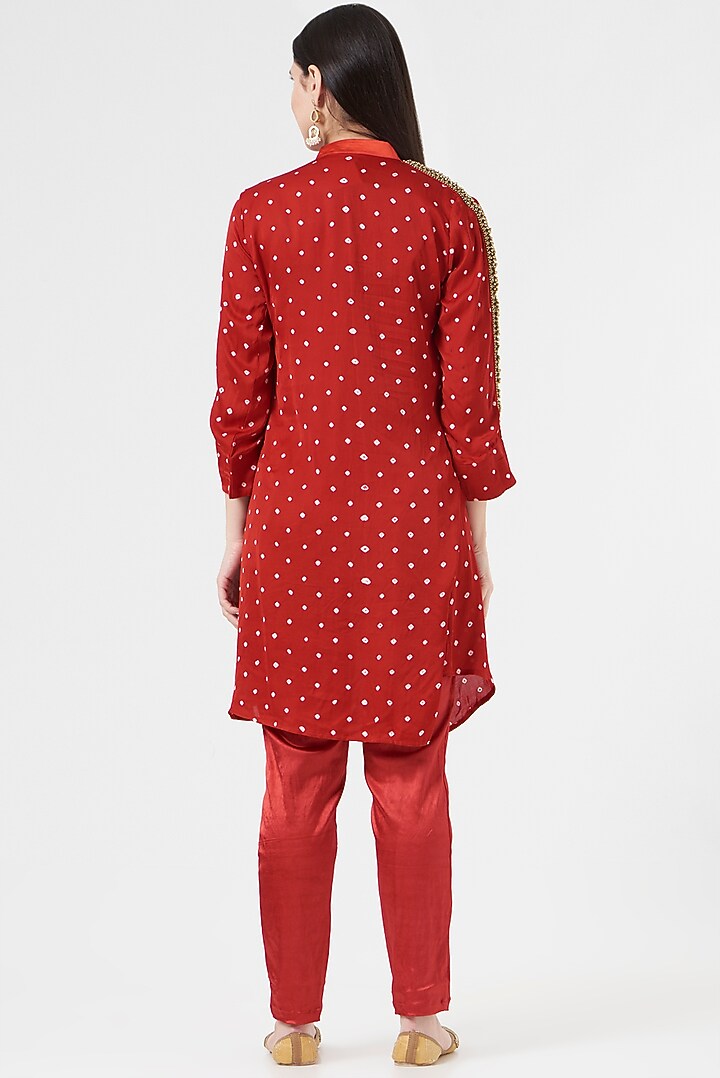 Red Embroidered Tunic by 5 Elements Apparel at Pernia's Pop Up Shop