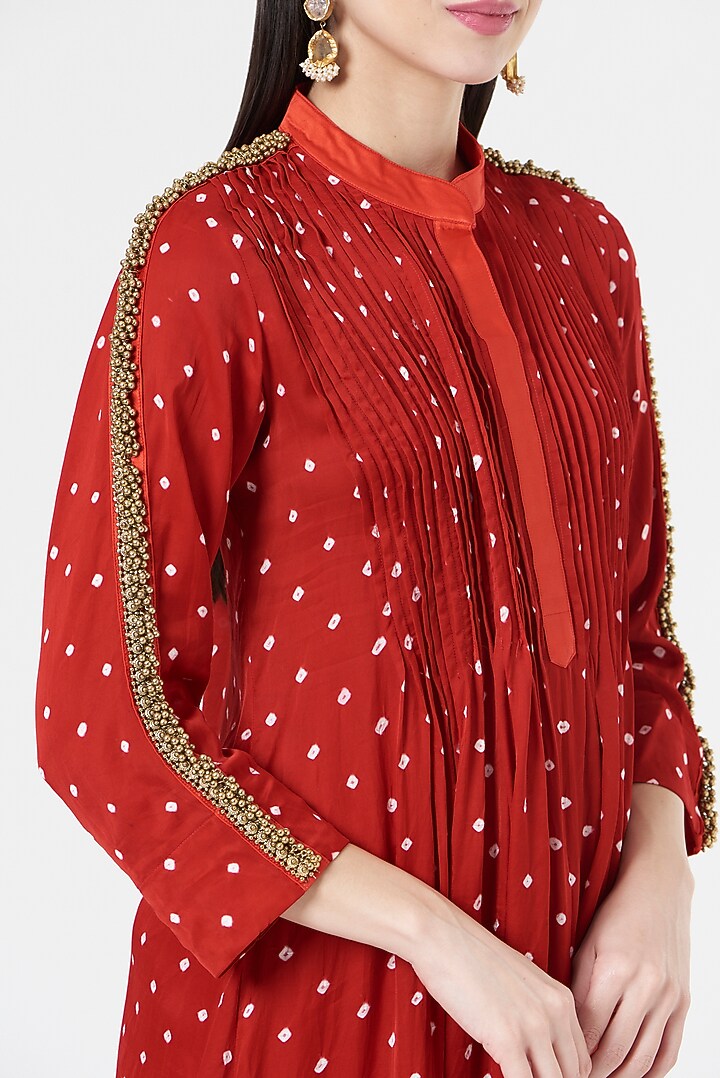Red Embroidered Tunic by 5 Elements Apparel at Pernia's Pop Up Shop