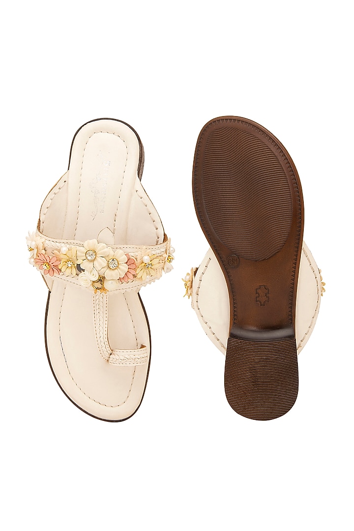 Off-White Kolhapuri Flats by 5 Elements at Pernia's Pop Up Shop