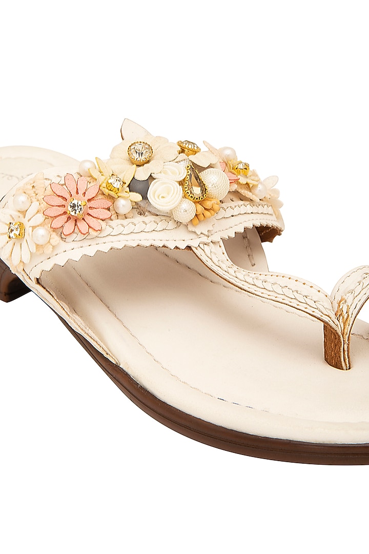 Off-White Kolhapuri Flats by 5 Elements at Pernia's Pop Up Shop