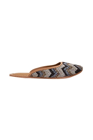 Black Embroidered Flats by 5 Elements