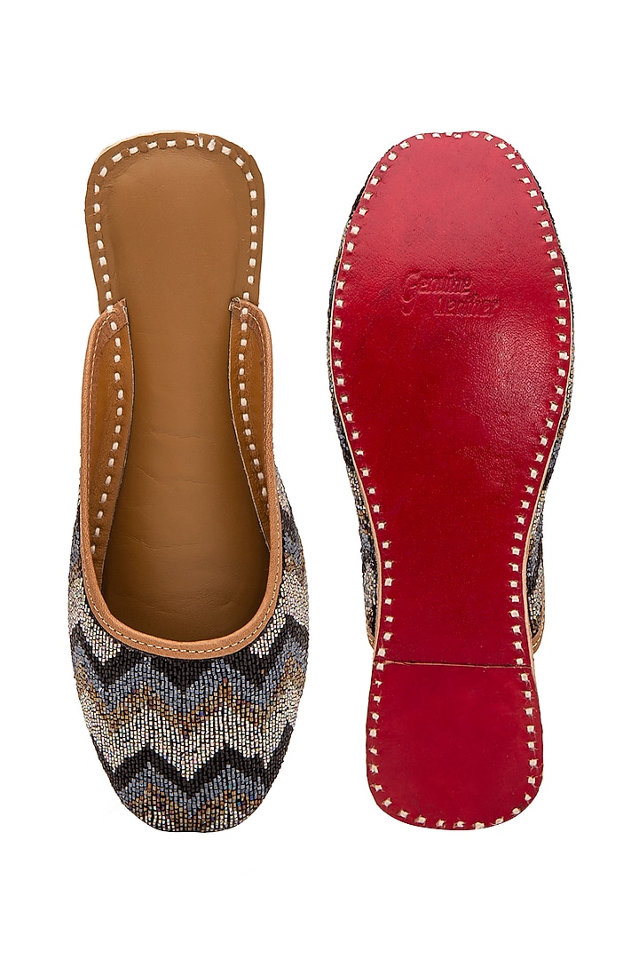 Black Embroidered Flats by 5 Elements at Pernia's Pop Up Shop