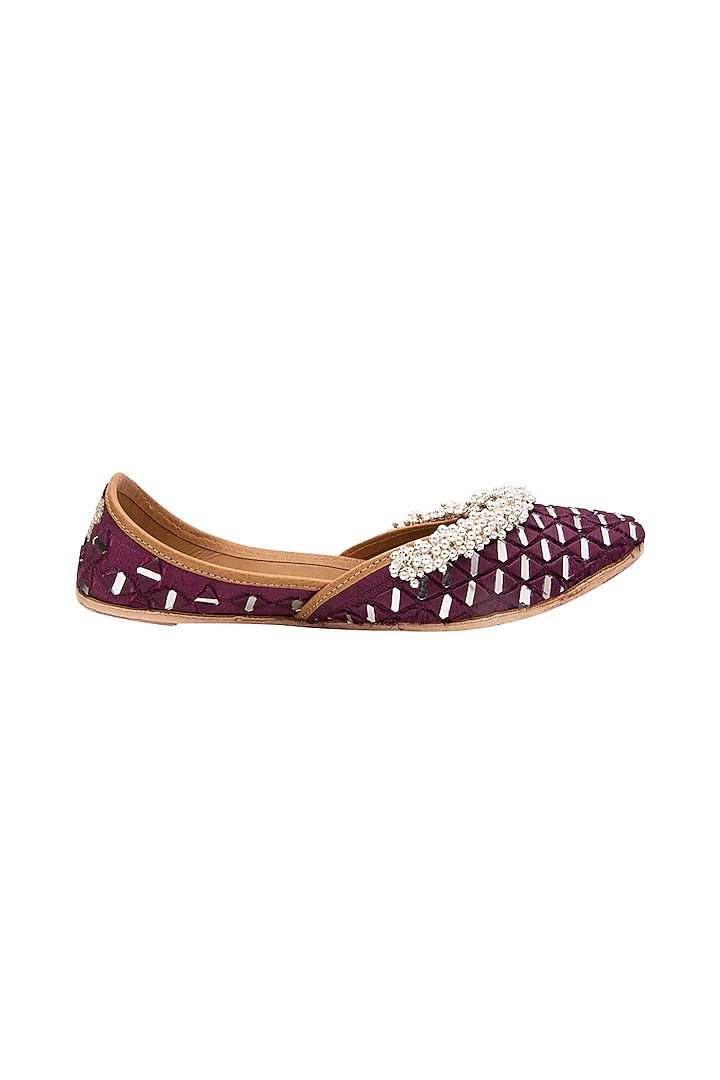 Purple Embroidered Juttis by 5 Elements