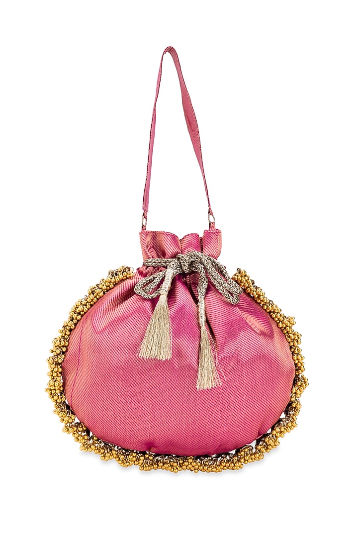 Purple Silk Metallic Moor Embellished Potli by 5 Elements at Pernia's Pop Up Shop